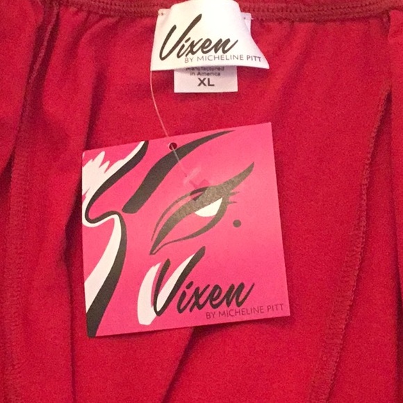 NWT Vixen By Micheline Pitt Powder Puff Top In Red - Picture 8 of 9